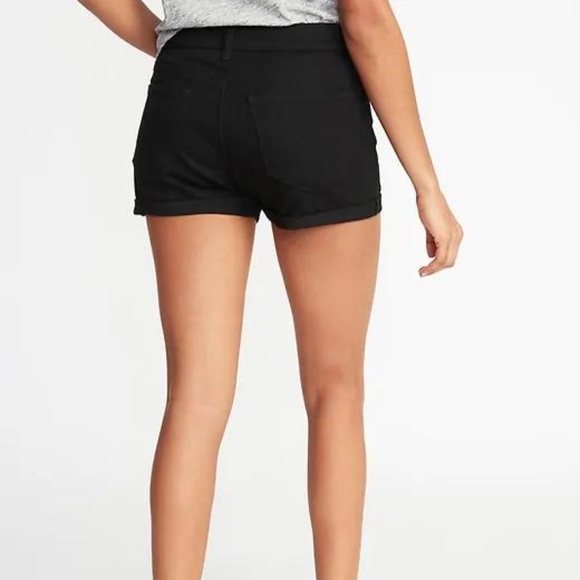 Mid-Rise Distressed Black Jean Boyfirend Shorts - Picture 3 of 4